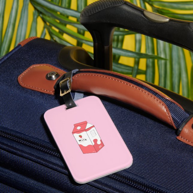 Étiquette de bagage carton de lait à la fraise (Insitu Rectoal 1)