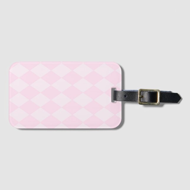 Étiquette de bagage classique rose à carreaux desi (Devant Horizontal)