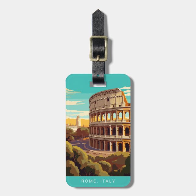 Étiquette de bagage de voyage à Rome Italie (Devant Vertical)
