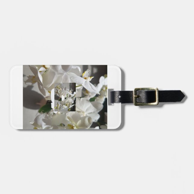 Étiquette de bagage florale à fleurs blanches (Devant horizontal)