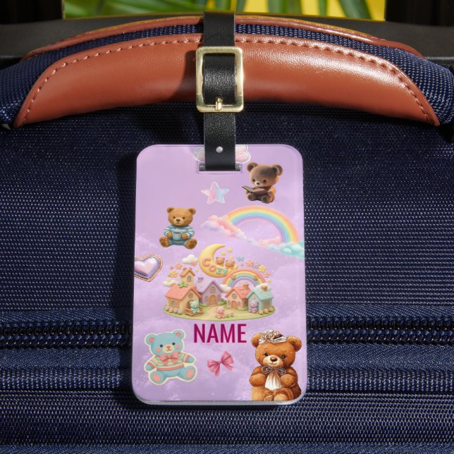 Étiquette de bagage lavande à l'esthétique Kawaii  (Insitu Rectoal 2)