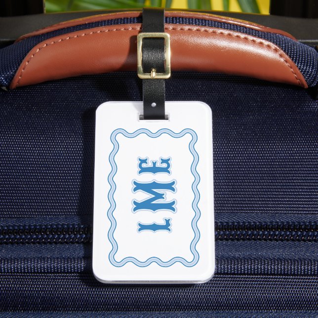 Étiquette de bagage monogramme à bordure festonnée (Insitu Rectoal 2)