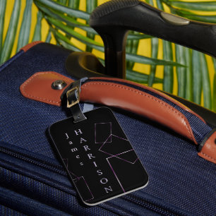 Étiquette de bagage personnalisée à cadre géométri