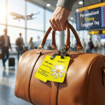 Étiquette de bagage personnalisée à la marguerite