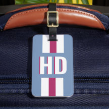 Étiquette de bagage rétro Monogramme ombré à rayur