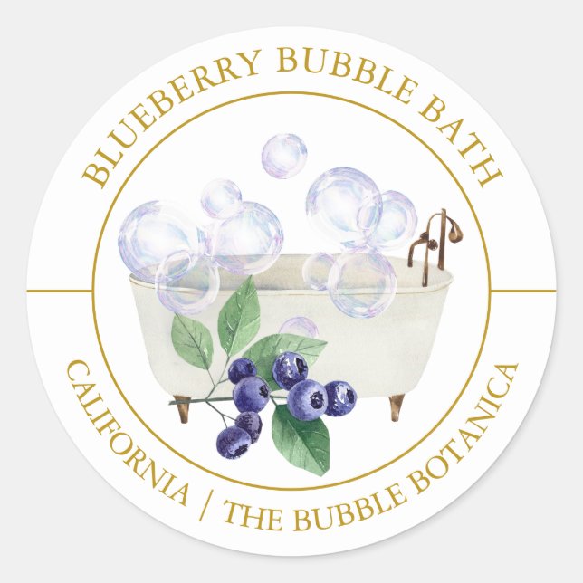 Étiquette de bain à bulle bleuet (Devant)