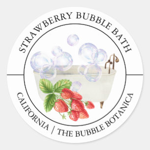 Étiquette de bain à bulle fraise