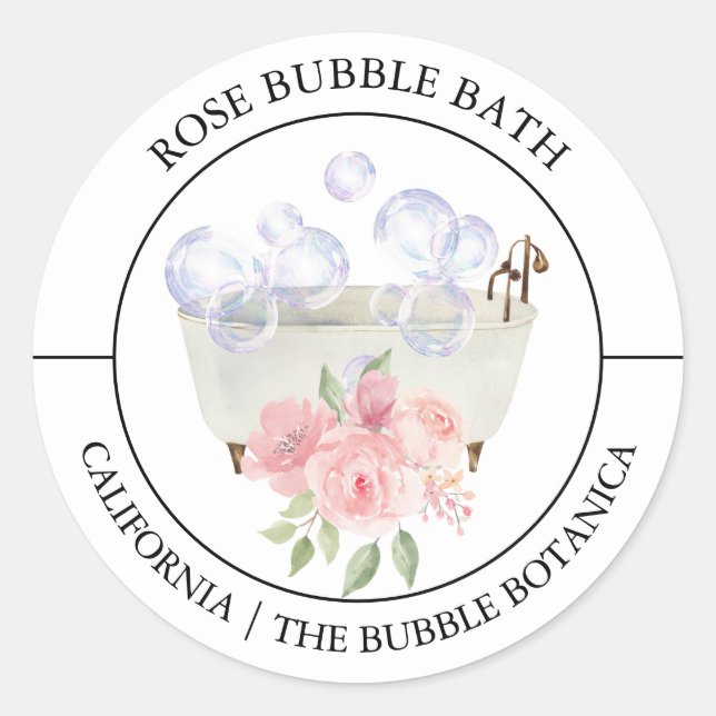 étiquette de bain bulle rose (Devant)