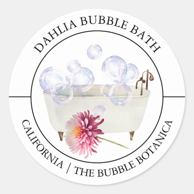 Étiquette de bain de bulle Dahlia (Devant)