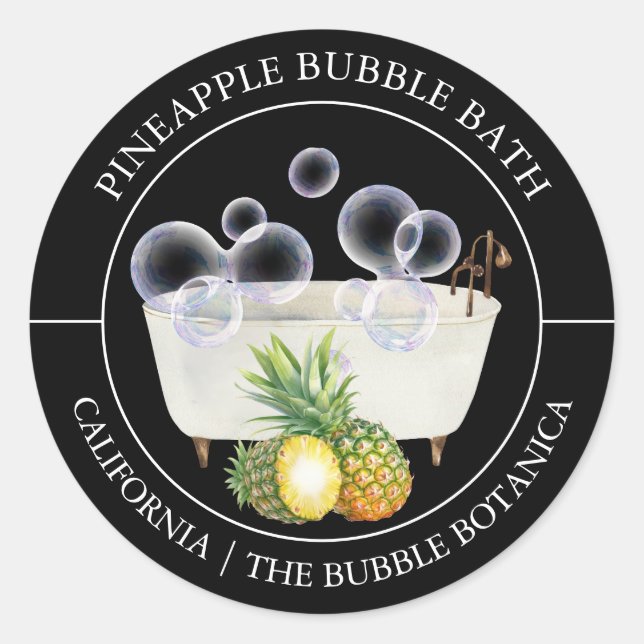 Étiquette de bain de bulle d'ananas (Devant)