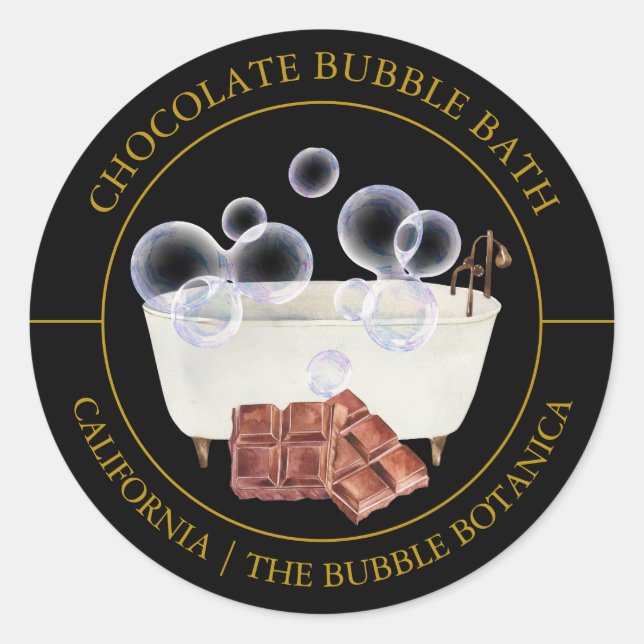 Étiquette de bain de bulle de chocolat (Devant)