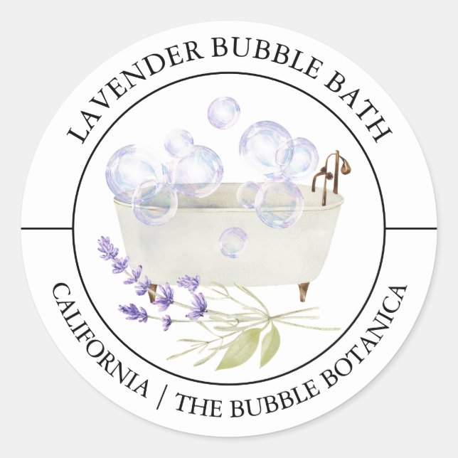 Étiquette de bain de bulle de lavande (Devant)