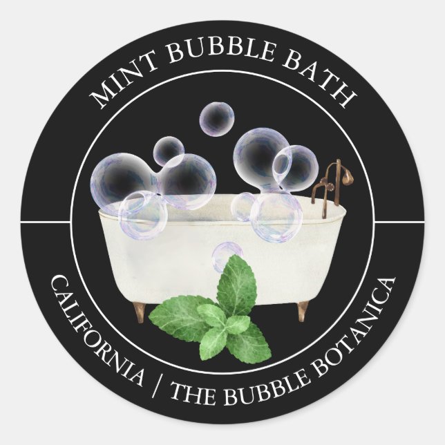 Étiquette de bain de bulle de menthe (Devant)