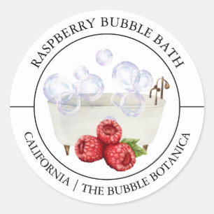 Étiquette de bain de bulle framboise