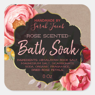 Étiquette de bain floral Kraft personnalisable