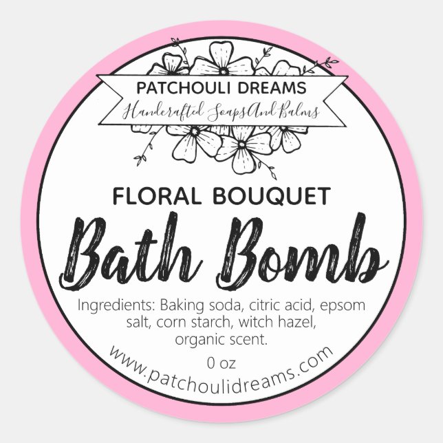 Étiquette de bain floral sur mesure fabriqué à la  (Devant)