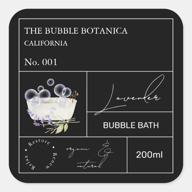 Étiquette de bain moussant à la lavande pour apoth (Devant)