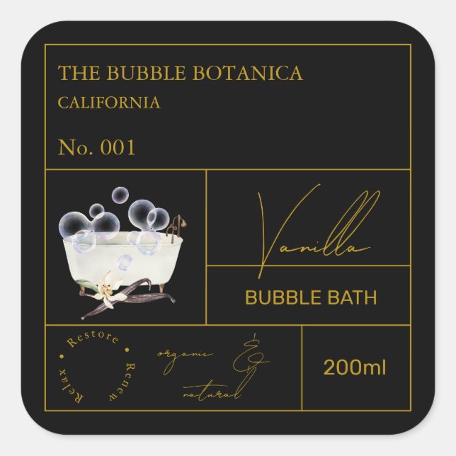 Étiquette de bain moussant à la vanille pour apoth (Devant)