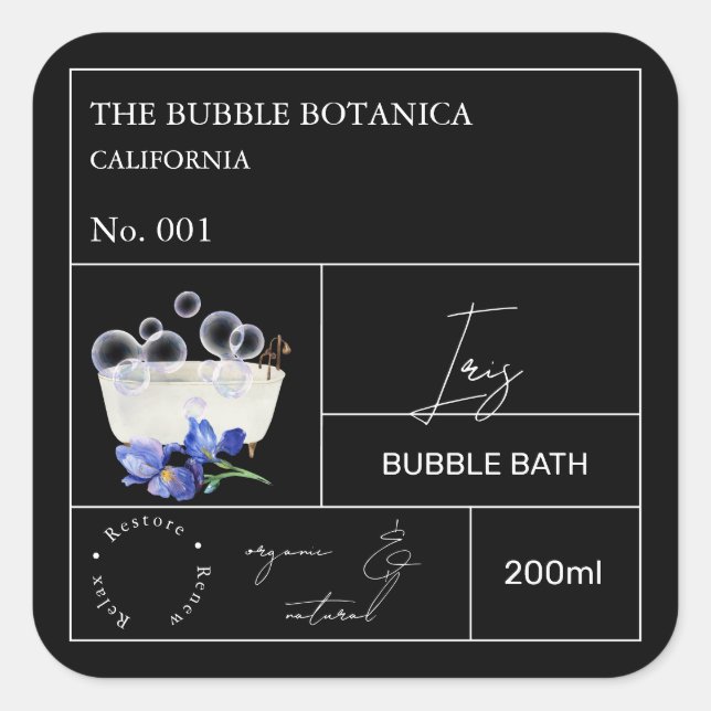 Étiquette de bain moussant Apothicaire Iris (Devant)