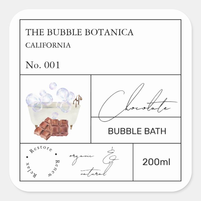 Étiquette de bain moussant au chocolat de l'apothi (Devant)
