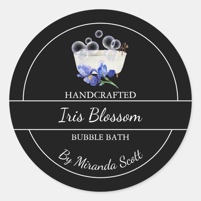 Étiquette de bain simple fait maison Iris (Devant)