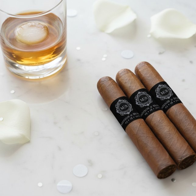 Étiquette de bande de cigare de mariage à monogram (Créateur téléchargé)
