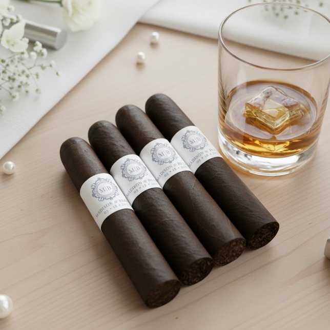 Étiquette de bande de cigare de mariage à monogram (Créateur téléchargé)