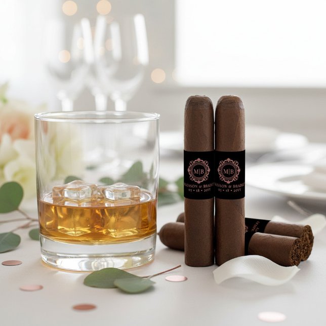 Étiquette de bande de Mariage de cigar à monogramm (Créateur téléchargé)