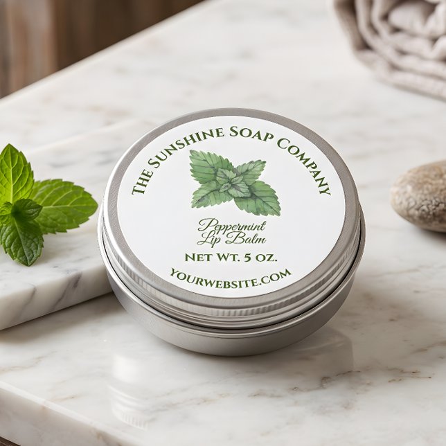 Étiquette de baume à lèvres au poivre menthe rond (Créateur téléchargé)