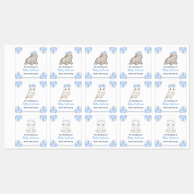 Étiquette de bibliothèque Baby Shower Animaux Arct (Feuille)
