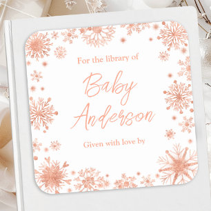 Étiquette de bibliothèque Baby Shower Rose Gold Sn