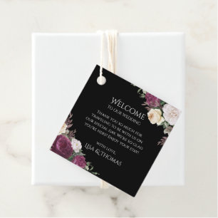 Étiquette de bienvenue de mariage aux pivoines de 