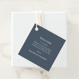 Étiquette de bienvenue de mariage florale bleu ard