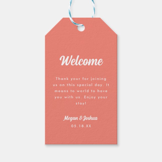Étiquette de bienvenue de mariage moderne minimal  (Devant)