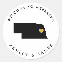 Étiquette de bienvenue du Mariage du Nebraska, or 