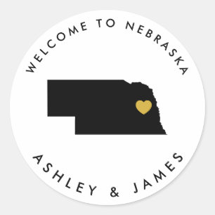 Étiquette de bienvenue du Mariage du Nebraska, or