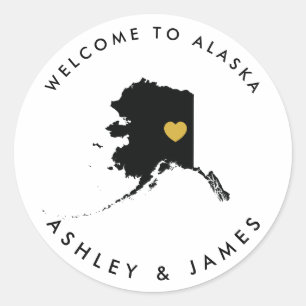 Étiquette de bienvenue Mariage de l'Alaska, or et