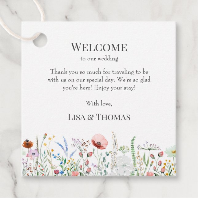 Étiquette de bienvenue pour cadeau de mariage Prai (Devant)