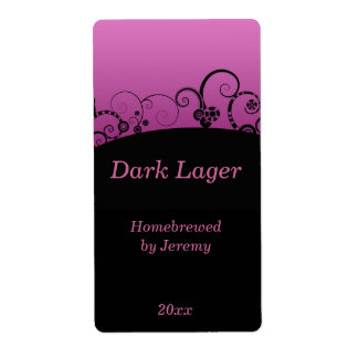 Étiquette de bière noire et rose
