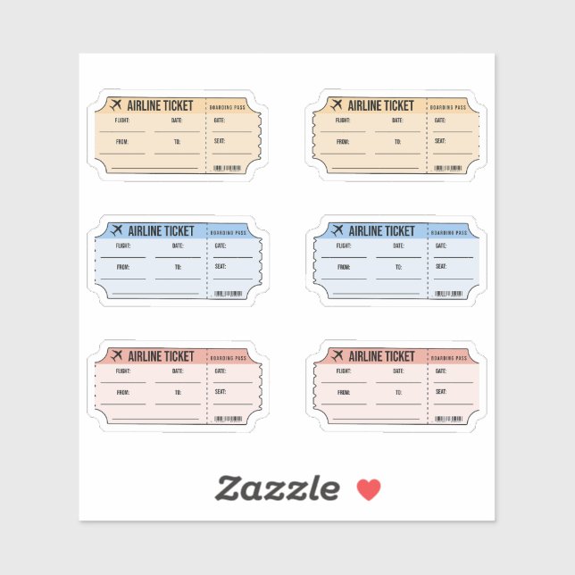 Étiquette de billet de voyage vintage d'avion pour (Feuille)