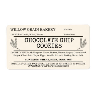 Étiquette de biscuit aux pépites de chocolat Cotta