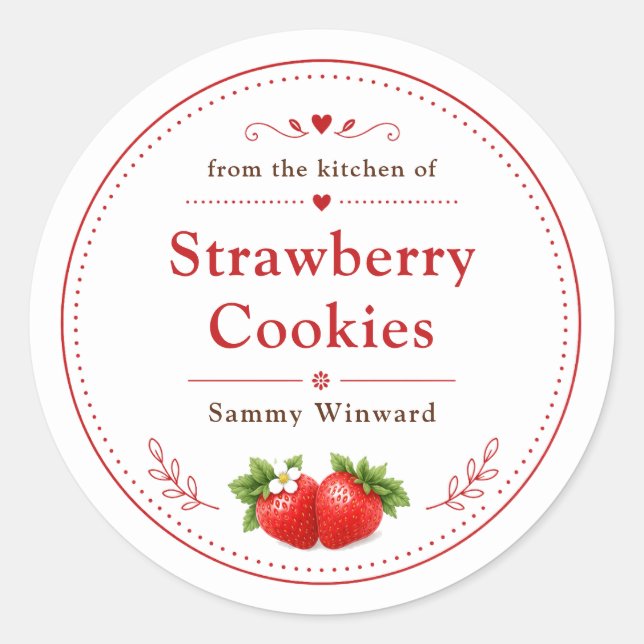 Étiquette de biscuits aux fraises faits maison (Devant)