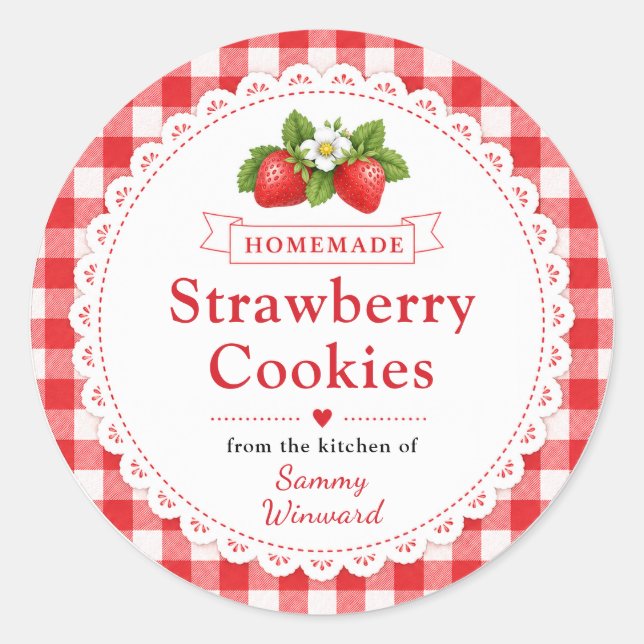 Étiquette de biscuits aux fraises faits maison (Devant)