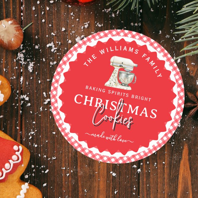 Étiquette de biscuits de Noël en gingham pour prod (Créateur téléchargé)
