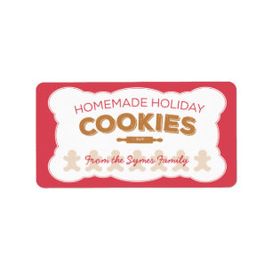 Étiquette de biscuits de vacances de bonhomme en