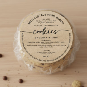 Étiquette de biscuits en papier Kraft rustique Éti