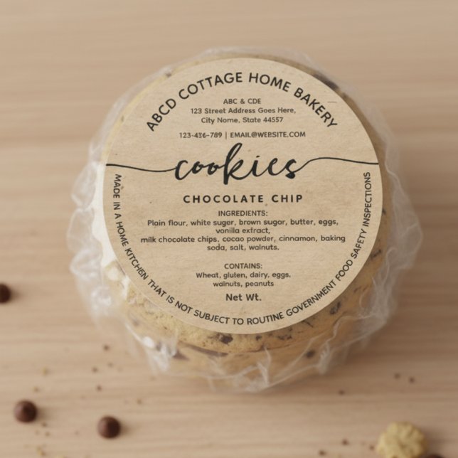 Étiquette de biscuits en papier Kraft rustique Éti (Créateur téléchargé)