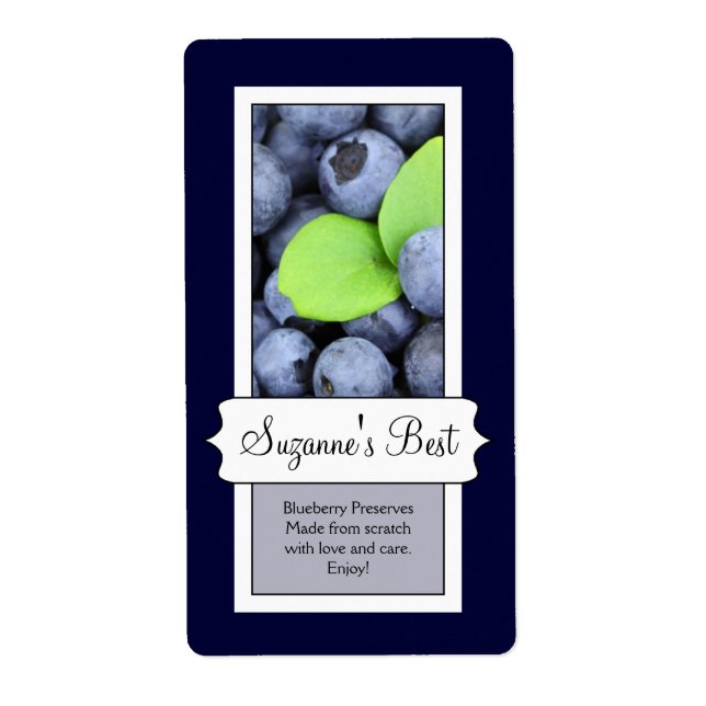 Étiquette de bocal à canne personnalisé, bleuet (Devant)