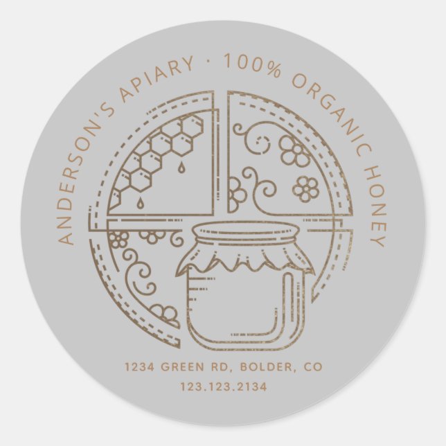 étiquette de bocal de miel moderne (Devant)