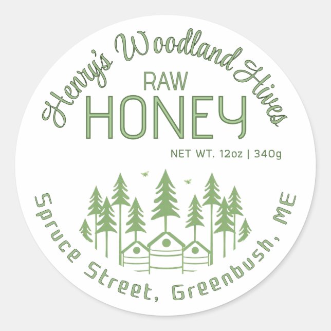 Étiquette de bois et de miel de ruche (Devant)